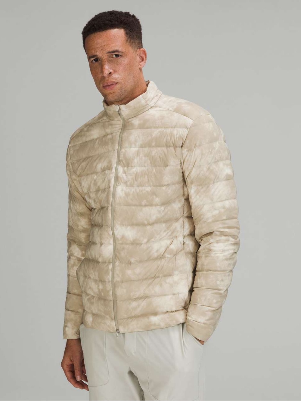 Lululemon Navigation Down Jacket size Large in Mesosphere White Opal Raw Linen